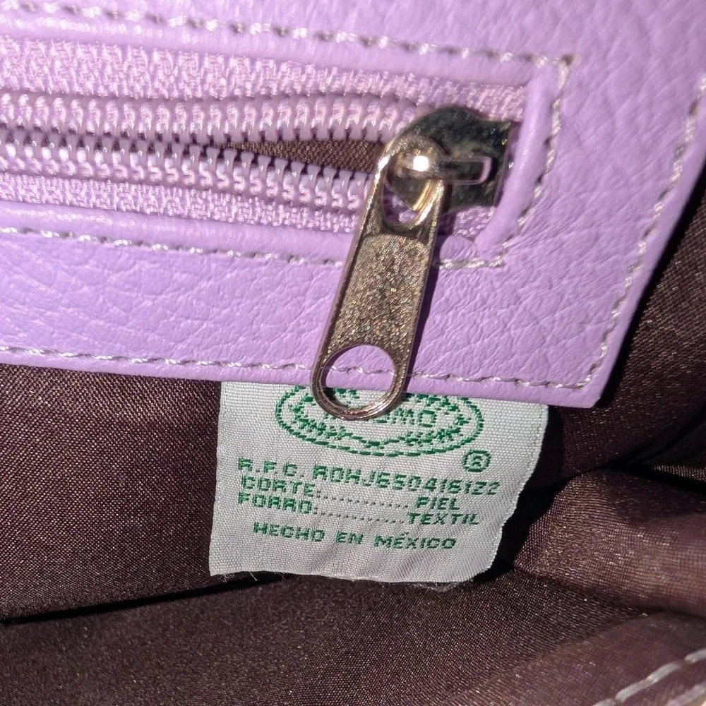 Lilac Leather Dome Satchel Handbag